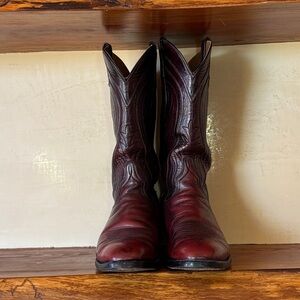 Lucchese Burgundy Cowboy Boots